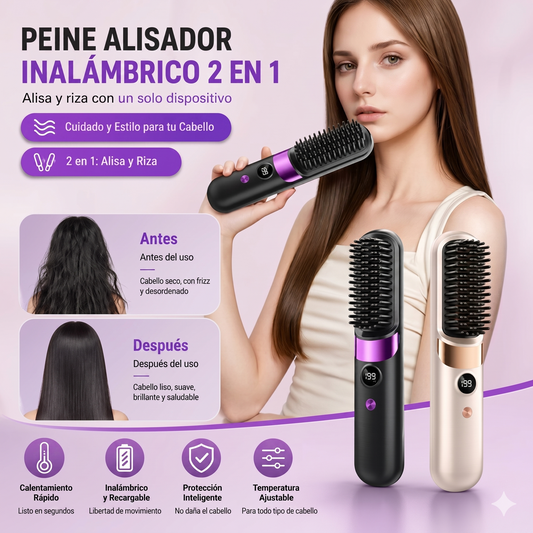 Peine Alisador Pro Inalámbrico 2 en 1